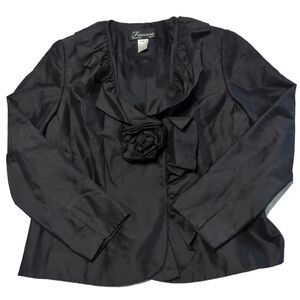 Frascara Vintage Women's Blazer Jacket 100% Silk Black Eveningwear Plus Size 14‎